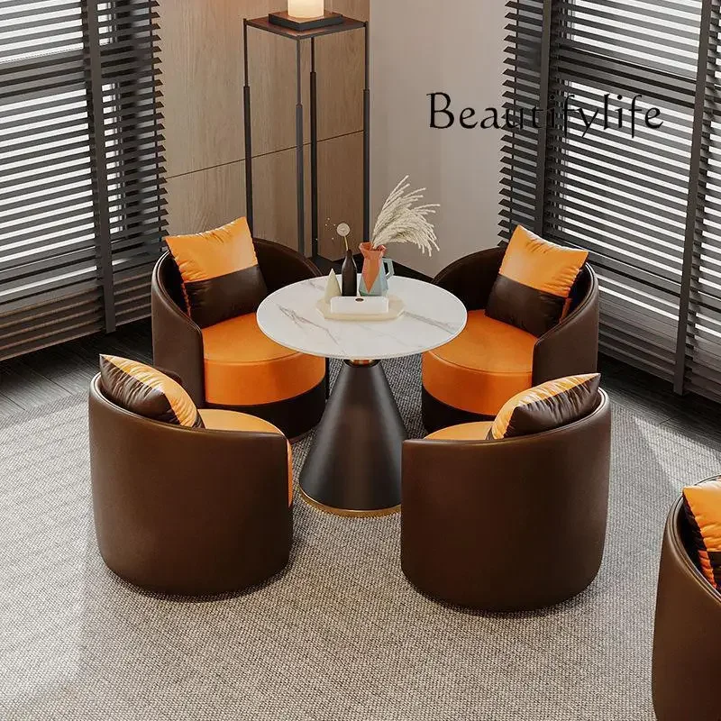 small apartment negotiation table and chair combination hotel lobby living room guest sofa chair one table and four chairs