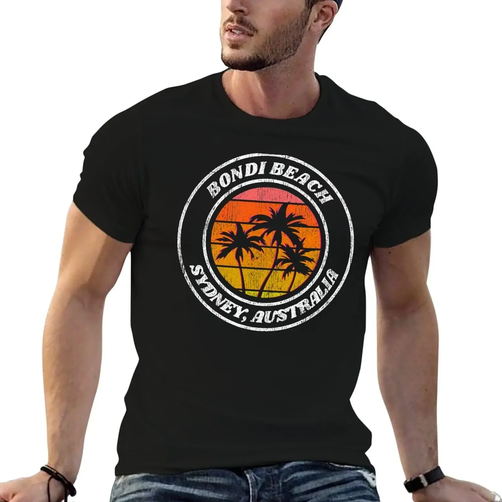 

Bondi Beach Sydney Australia Retro Distressed T-Shirt luxury designer animal prinfor boys tshirts for men