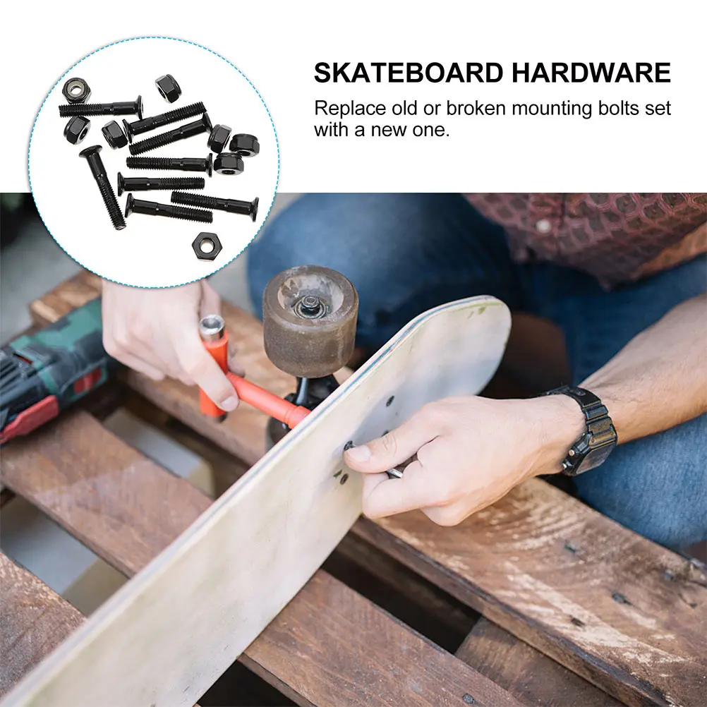

40 Sets Skateboard Bridge Studs Mounting Bolts Trucks Hardware Kit Rail Longboard Bearing