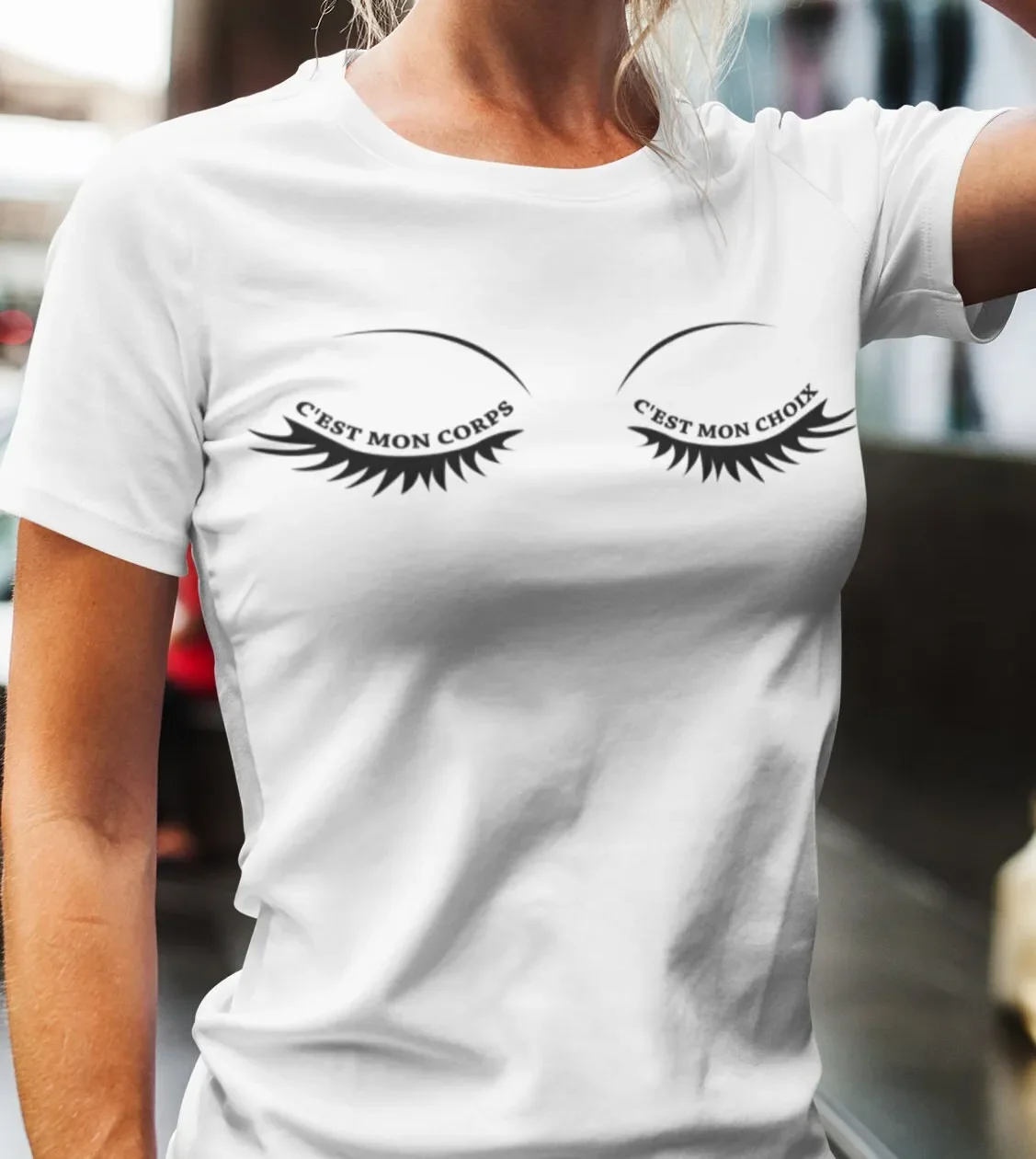C est mon corps choix T Shirt à col rond manches courtes féministe