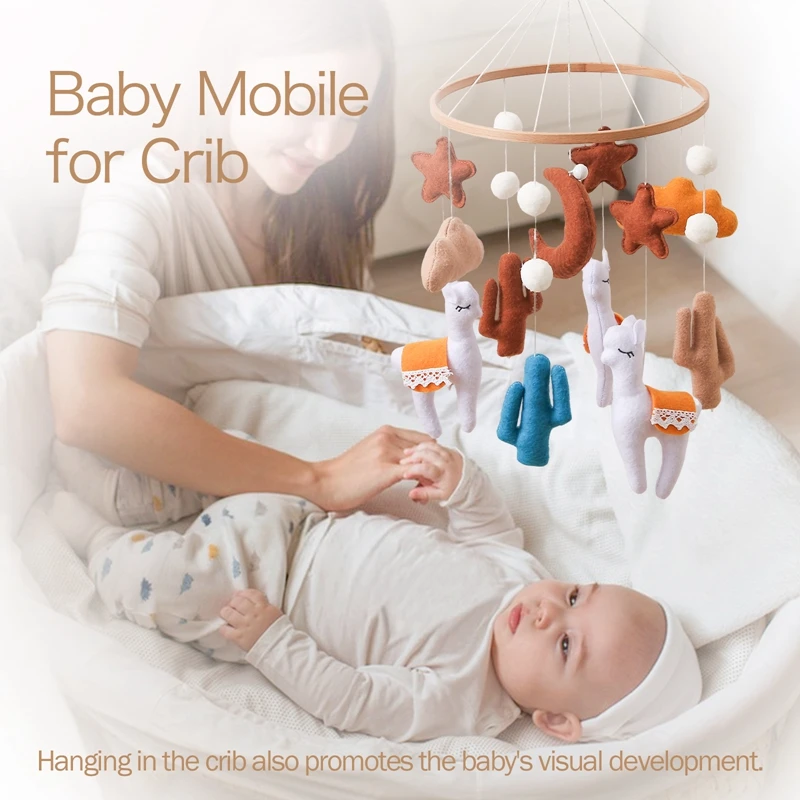 Baby Crib Mobile,Adorable Alpaca Soft Plush Baby Bed Hanging Toys,Calming Nursery Decor,Baby 0 12 Months Rattle Hanging Mobile