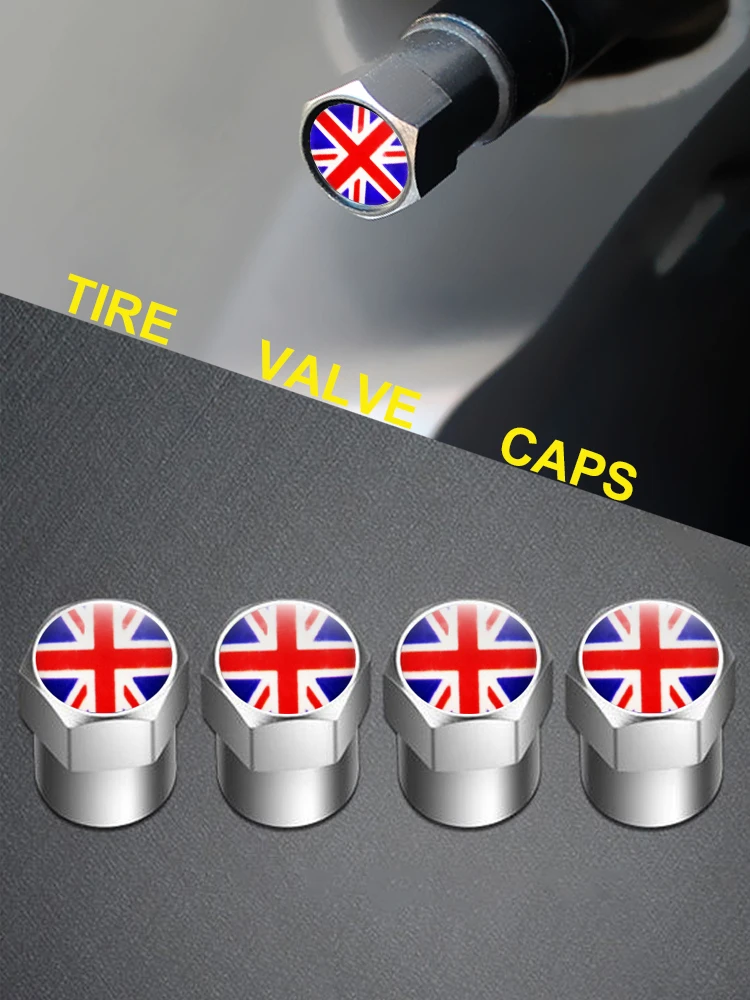 4Pcs/bag UK Flag Car Wheel Air Cover Dust Proof for Audi Toyota Honda Tesla Auto Accessories Car Air Valve Stem Caps