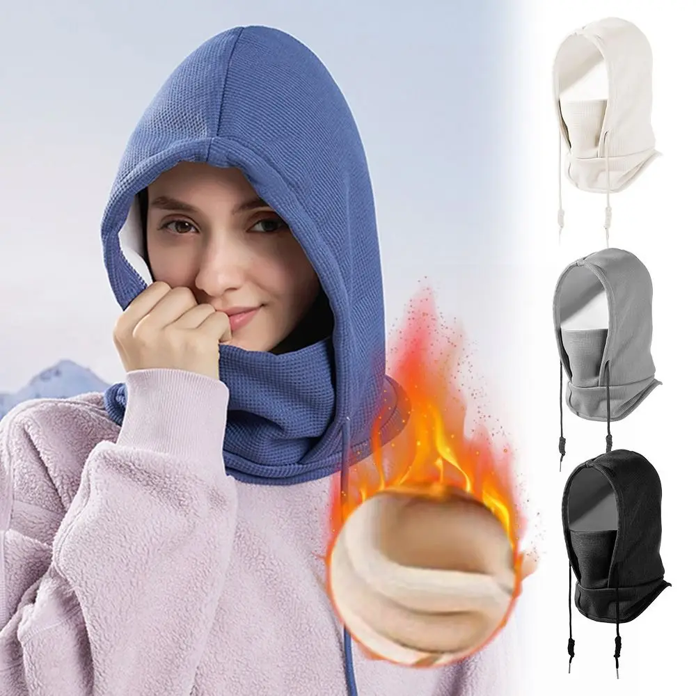 

Fashion Plush Beanies Cap Neck Warmer Windproof Ear Protection Hat Keep Warm Thickened Waffle Hat Scarf Set Outdoor