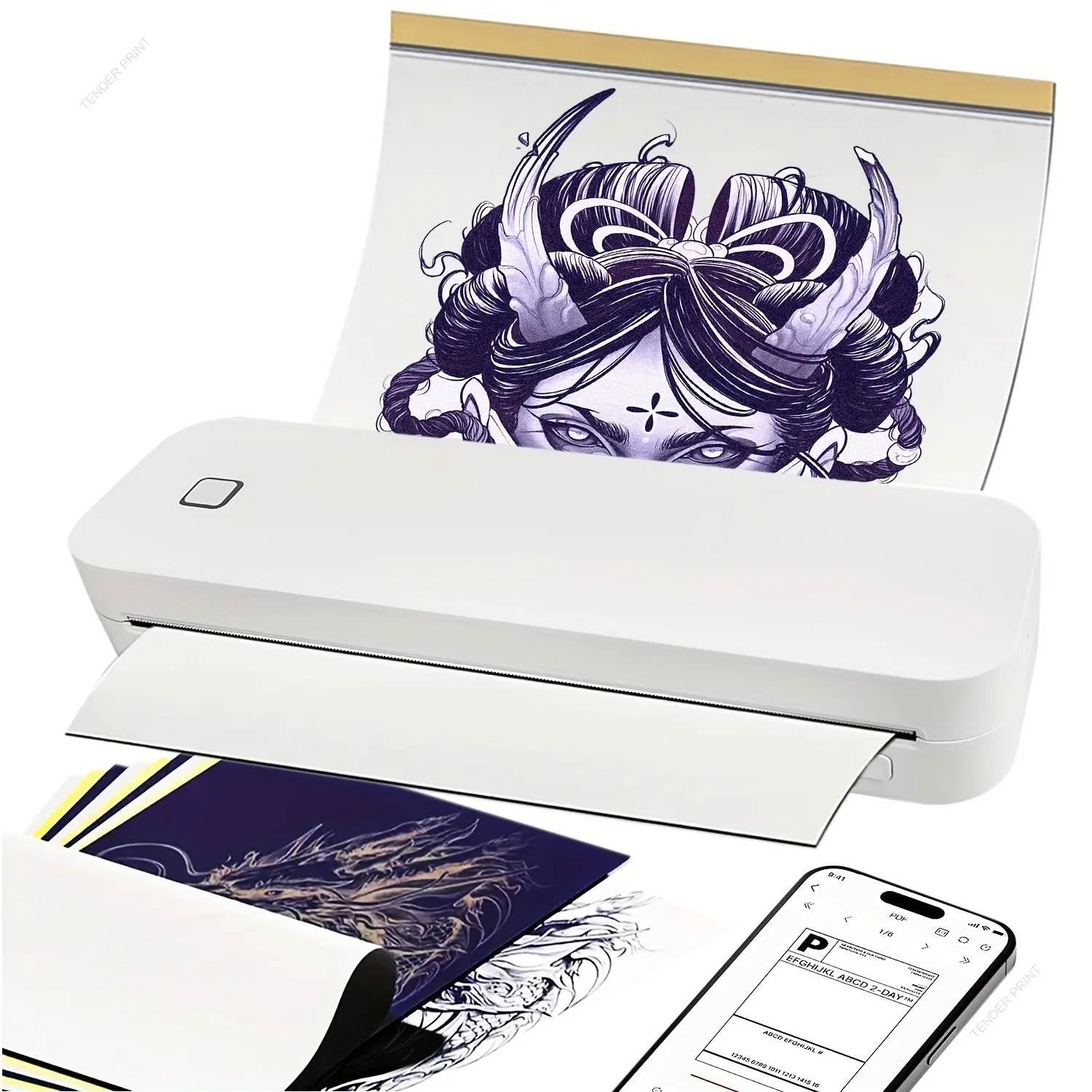 

Термальная тату-машинка, термопринтер формата А4, Bluetooth, портативный производитель этикеток для доставки домашнего офиса, совместимый ПК с iOS Android