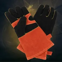 Cowhide Gloves, Cowhide High Temperature Resistant Bbp Barbecue Welding Long Gloves