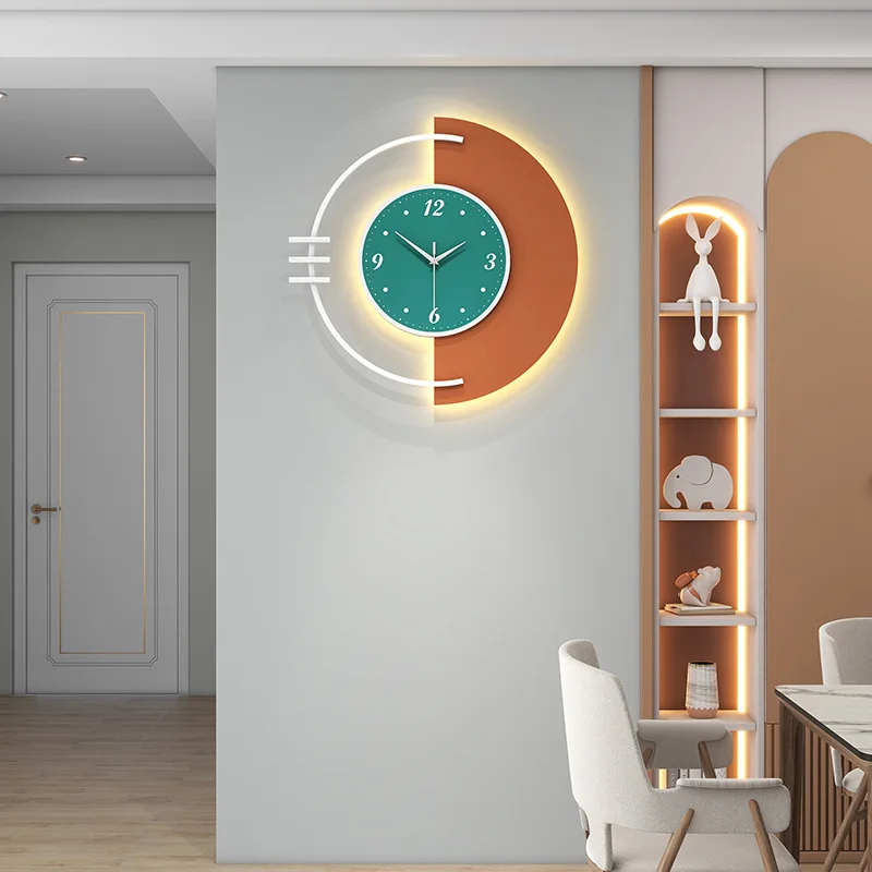 Living Room Home Minimalism Fashionable And Quiet Lighting Style Creative Wall Hanging Modern Northern Europe Mute Wall Clock