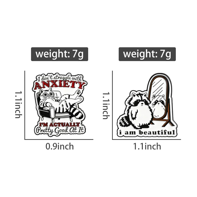 Anxiety Cat Brooch Enamel Pins I Don’t Struggle With ANXIETY I’M ACTUALLY Pretty Good At It Brooches Lapel Badge Jewelry Gifts