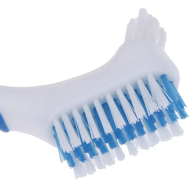 Denture Cleaning Brush Dual Heads Gum Cleaner For Men Women Multi-Layered Bristles False Teeth Brush Oral Cleaning Tools