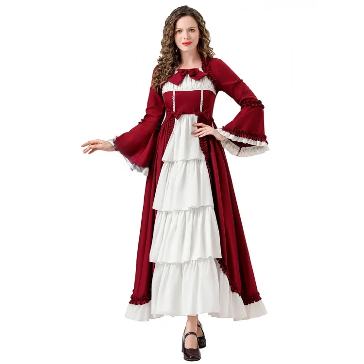 Costume da palcoscenico Faion da donna della corte rinascimentale Lady Princ Dr per adulti loween Performance Outfit Medievale retrò Sle