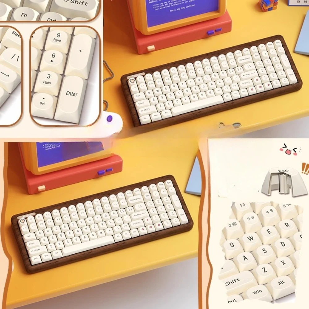 

RECCAZR Milk Tofu Keycap Cherry Profile Keycaps PBT Complete Set Gaming Accessories Key Caps Mechanical Keyboard 133 Front Carve