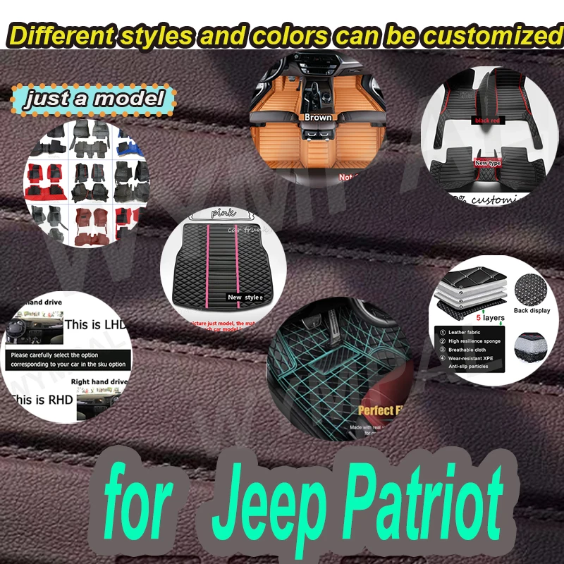 LUXURY Custom Auto Luxury Leather Car Floor Mat For Jeep Patriot 2009 2010 2011 2012 2013 Car Mat Full Set