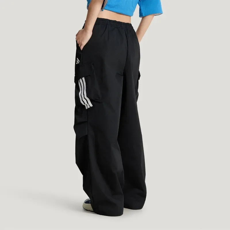 Adidas Stretch Jersey High Rise Waist Flared Leg Multi Cargo Pockets Lounge TrousersKW0682