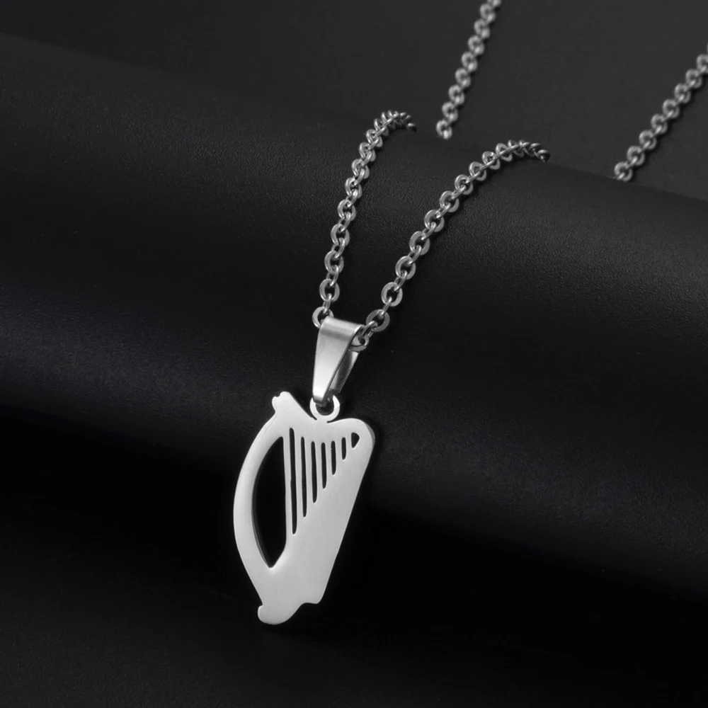 2025 القلائد قلادة القيثارة الأيرلندية للنساء مجوهرات الفولاذ المقاوم للصدأ أدوات أيرلندا # 505162 #2