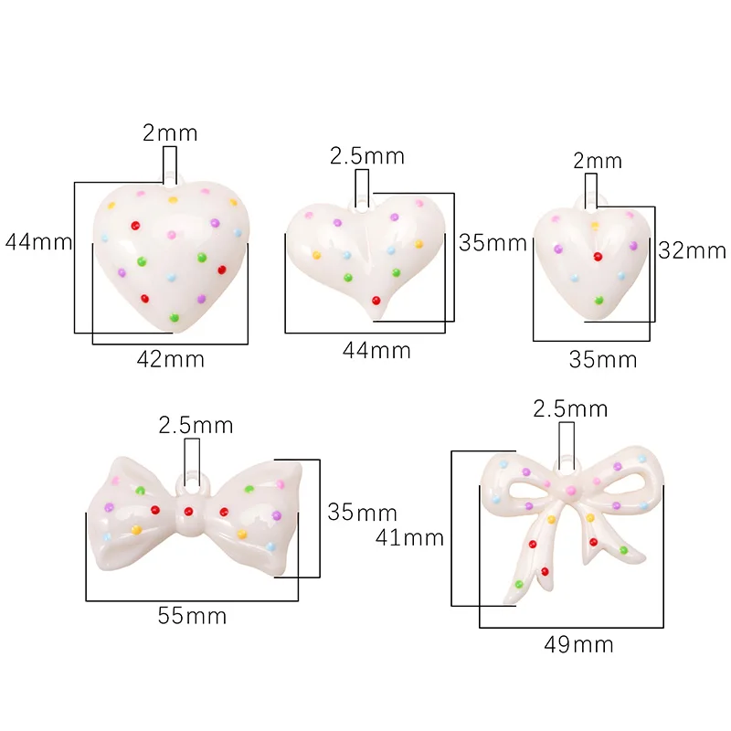 

1 шт./пакет, несколько спецификаций, белый акриловый бант в горошек, кулон для браслетов, ожерелий, цепочки для телефонов, брелки, ремесла