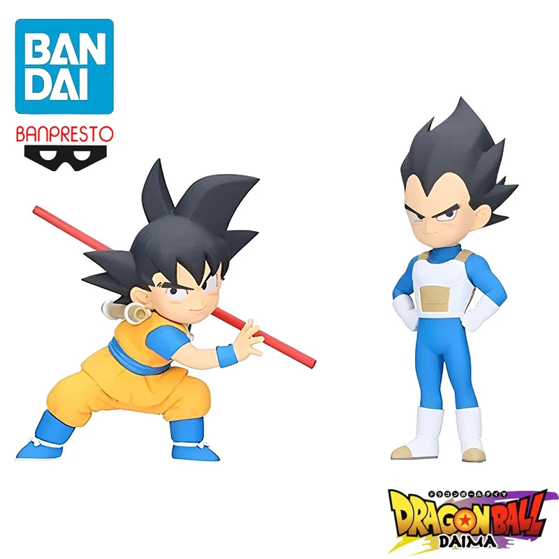 Original Banpresto Dragon Ball DAIMA Small Son Goku Vegeta With PANEL PVC Anime Action Figures Model Collection Toy