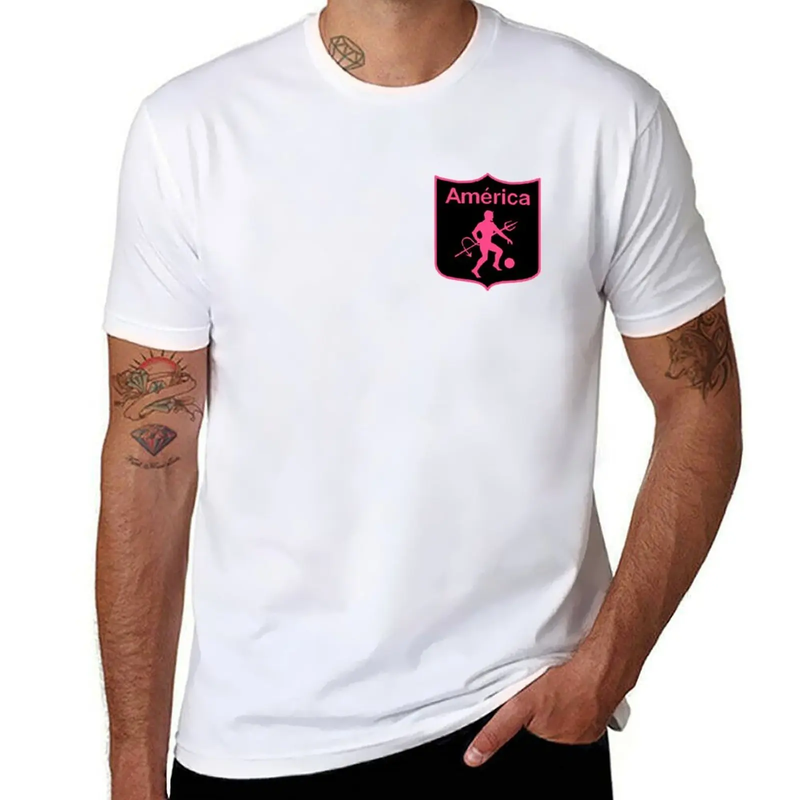 

America de Cali - Black & Pink T-Shirt black cotton t-shirt plain for man package t shirt man designer T-Shirt