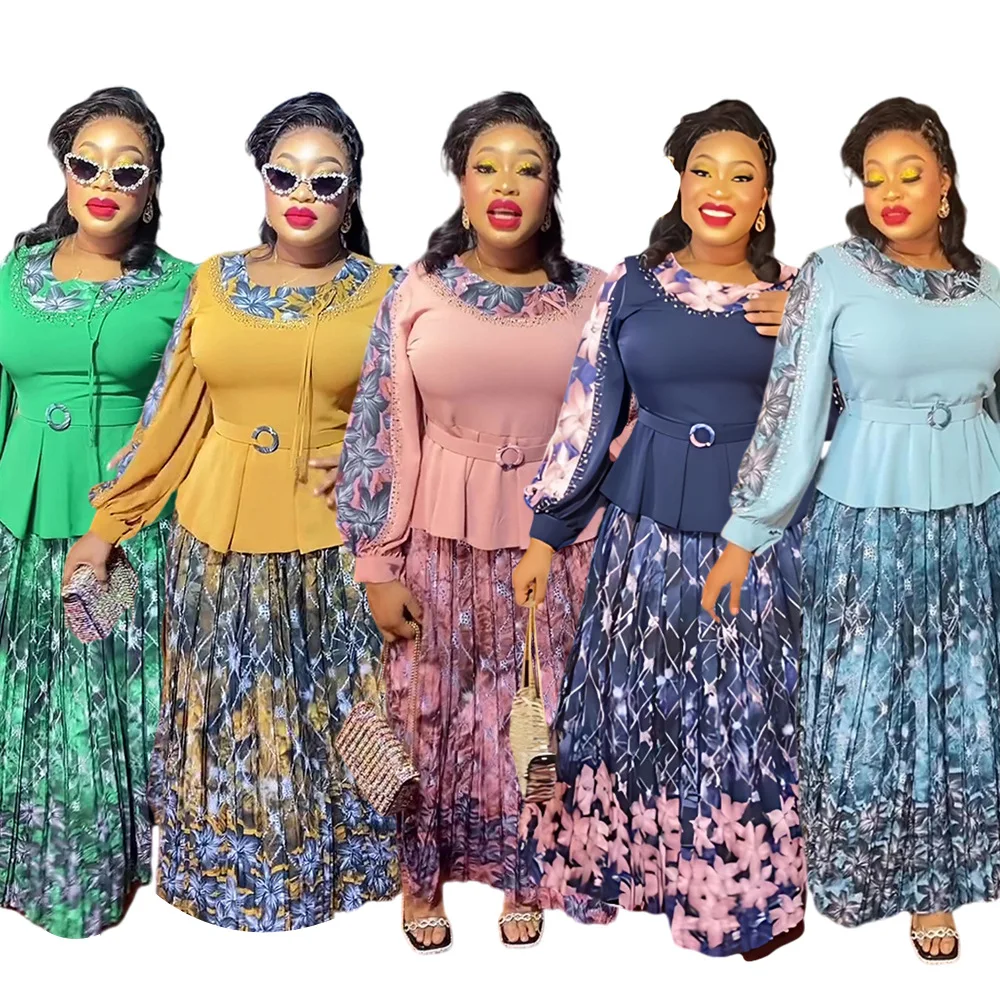 African Clothes for Women 2 PCS Sets Tops And Skirts Suits Dashiki Ankara Turkey Outfits Gown Wedding Party Dresses Plus Size