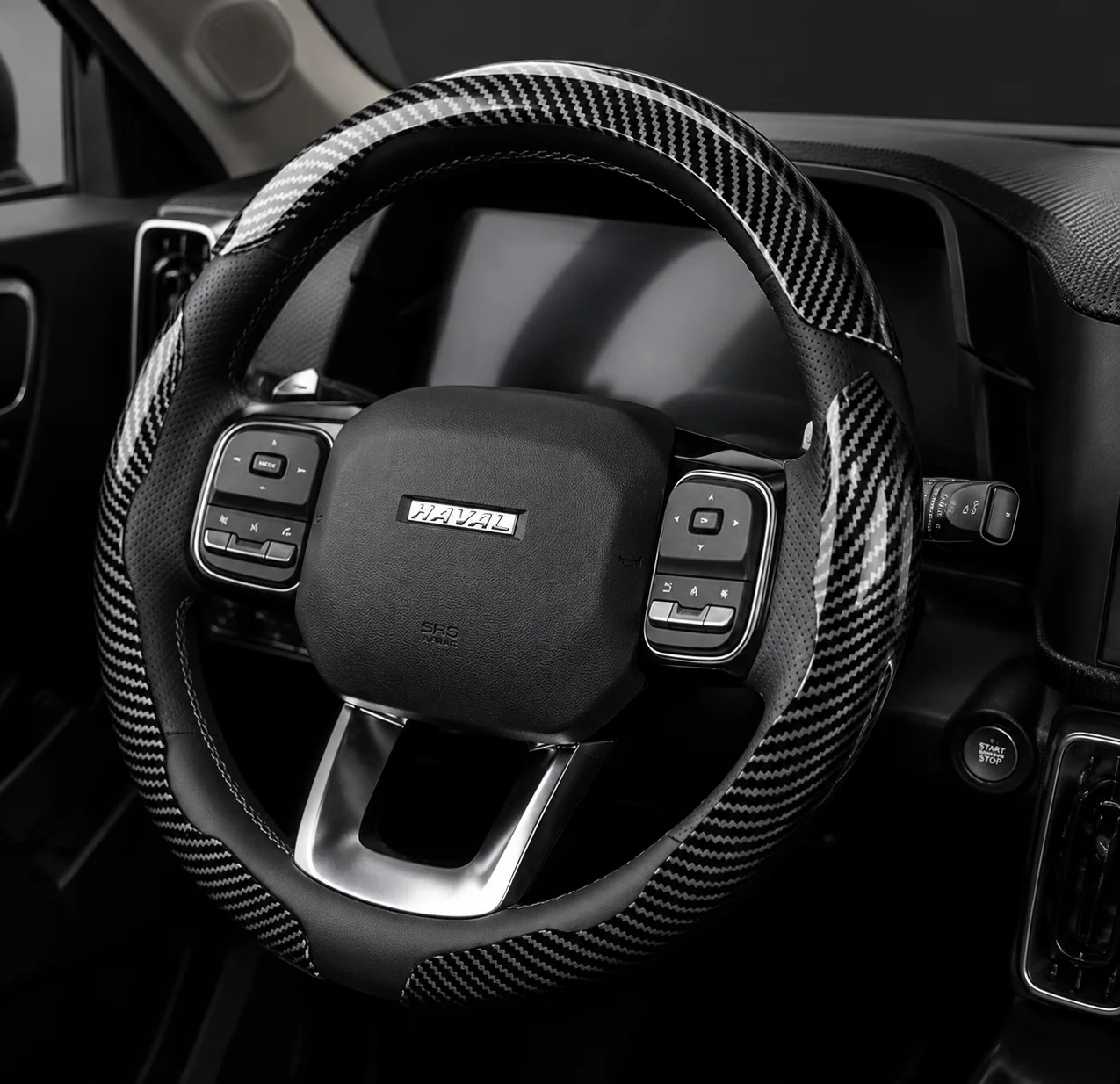 For Gwm Haval Breathable Hole Leather Segmented Quick Release Non-Slip Steering Wheel Cover