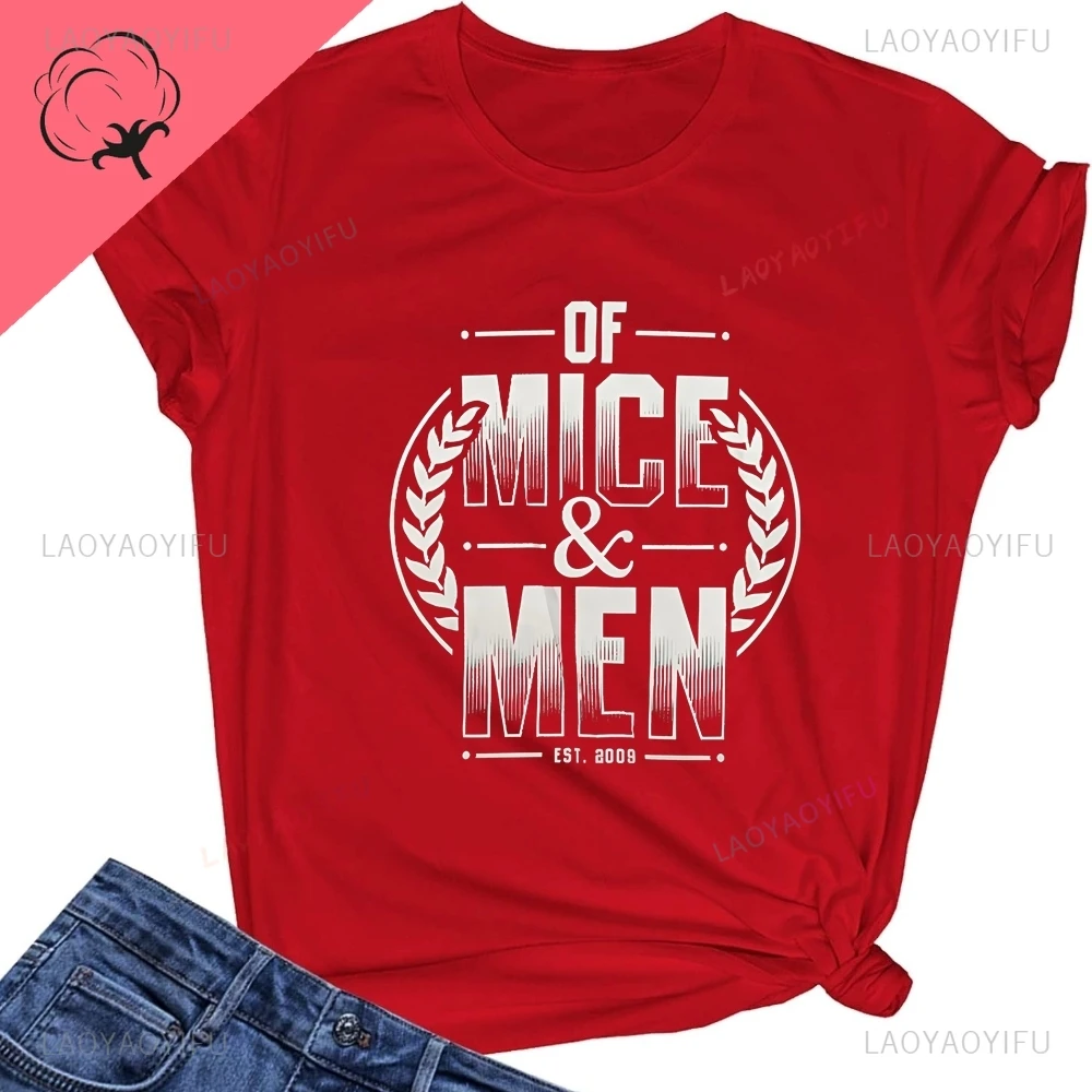 من الفئران والرجال - (تي شيرت OM&M Retro Band Style بأكمام قصيرة لكل من الرجال والنساء، تي شيرت قطن 100%) #4