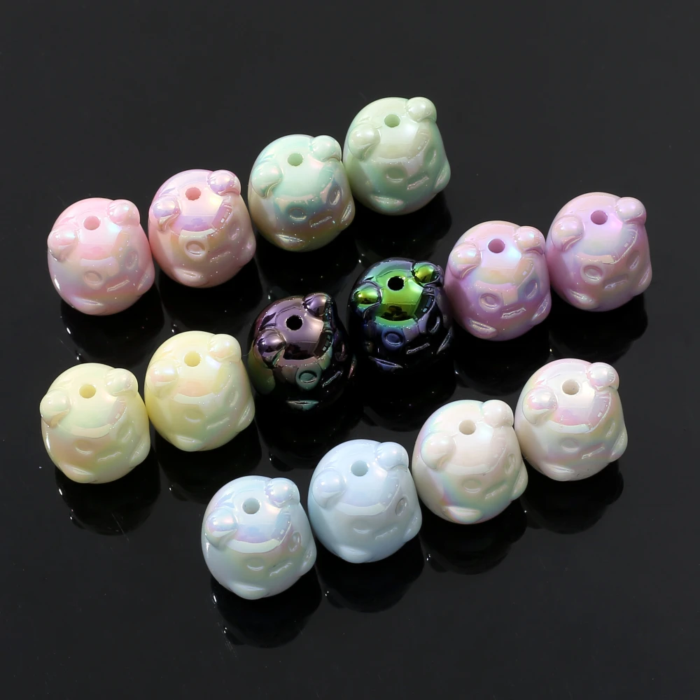 10Pcs 15x19mm AB Colorful Cute Animal Beads Handmade Acrylic Loose Spacer Beads For Charm Jewelry Making DIY Necklace Bracelet