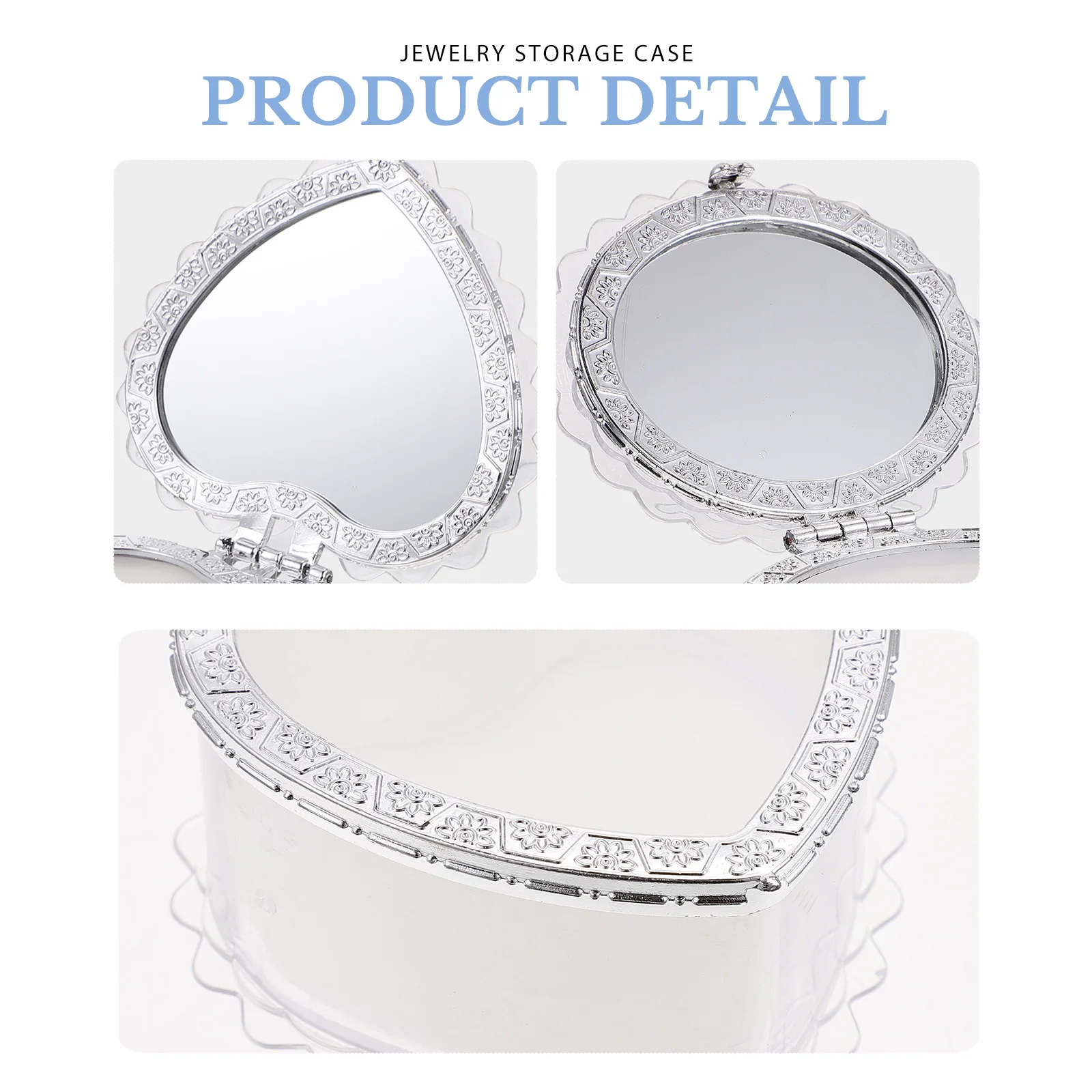 

2Pcs Creative Jewelry Storage Case with Mirror DIY Material Portable Organizer for Tidying Up Jewelry Box