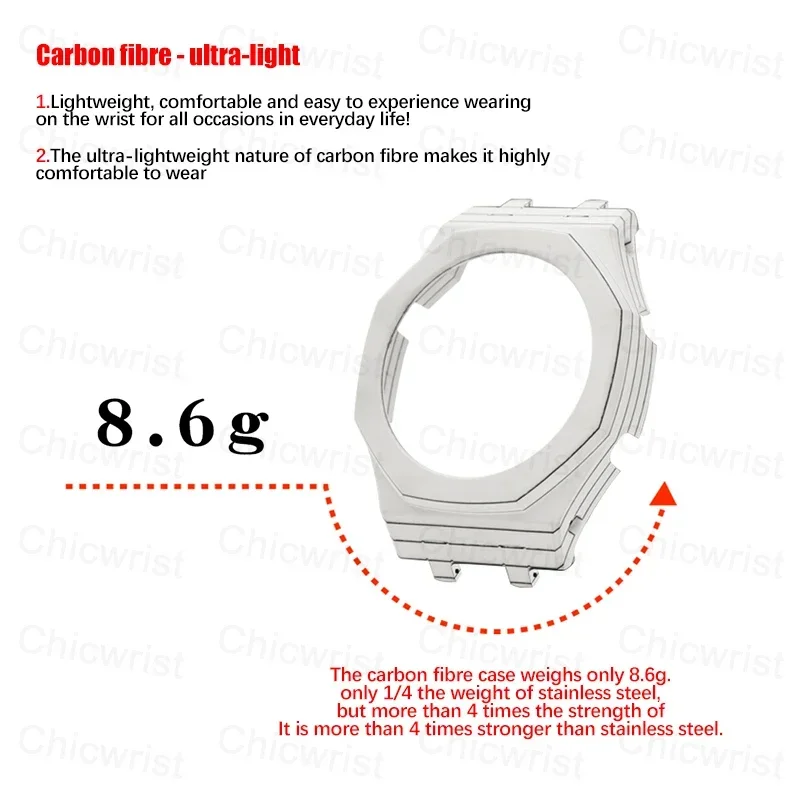 Imagem -05 - Mod Kit para Casioak Ga2100 Gm2100 Caixa de Fibra de Carbono Cinta de Borracha Kit de Modificação com Parafusos Correa Ga2110