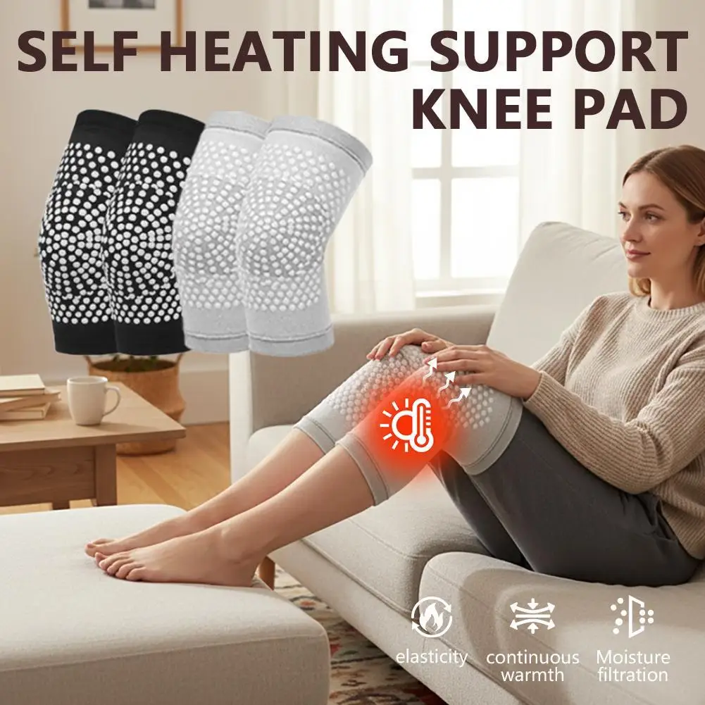 2PCS Self Heating Knee Pads Knee Brace Support Warm Long Compression Sleeve For Arthritis Joint Pain Relief Knee Massager Warmer