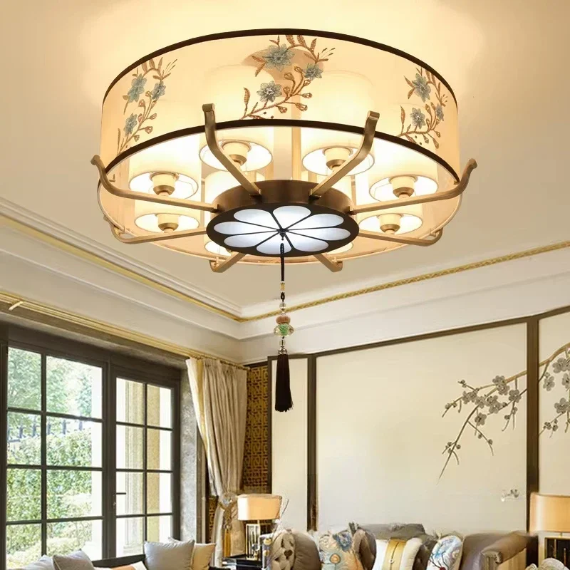 

New Ceiling Lamp Simple Living Room Chinese Style Embroidery Light Bedroom Study LED Lighting.