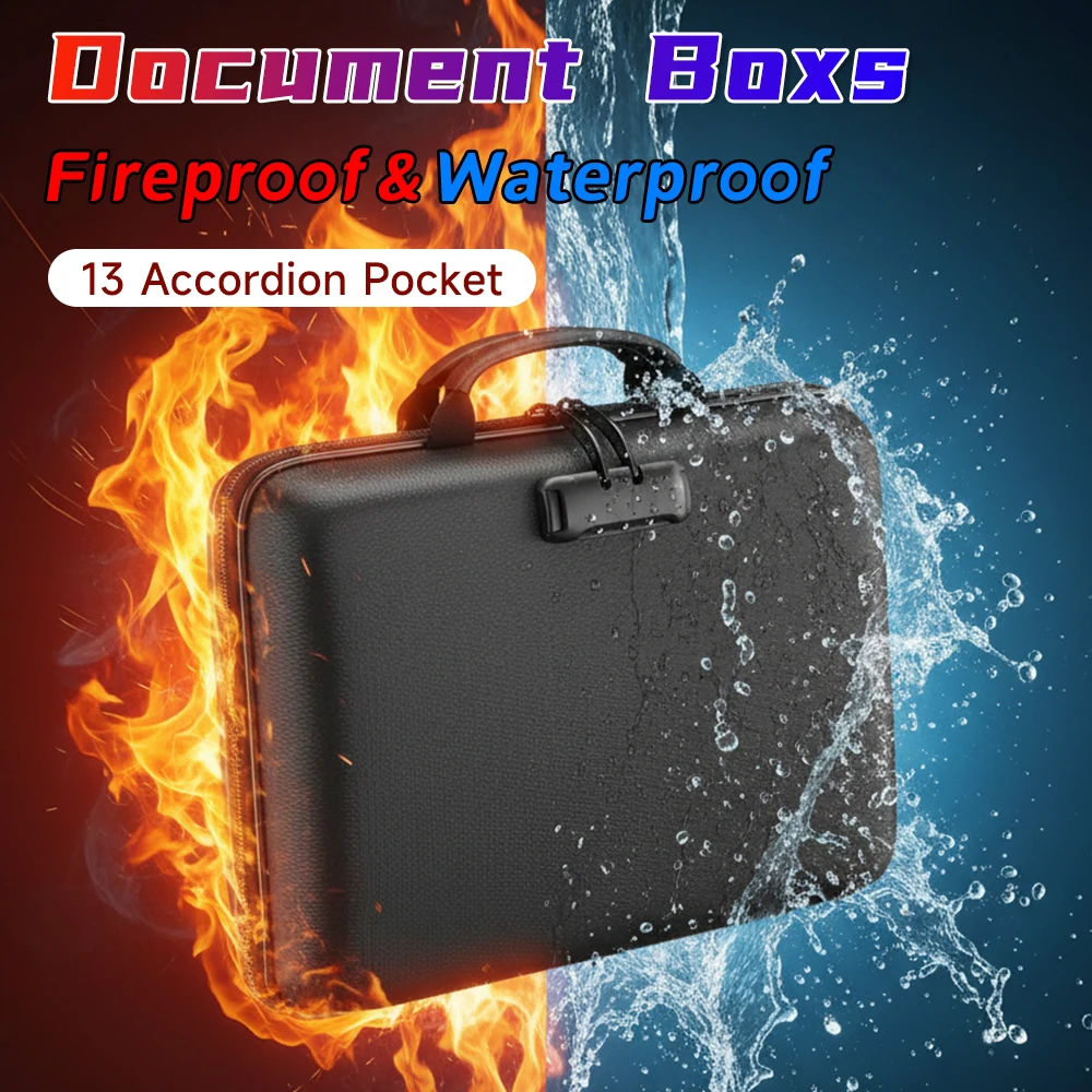 

Document Organizer Waterproof and Fireproof Document Box with Lock Home Travel Strong Fireproof Safe Storage Box for Letter Size