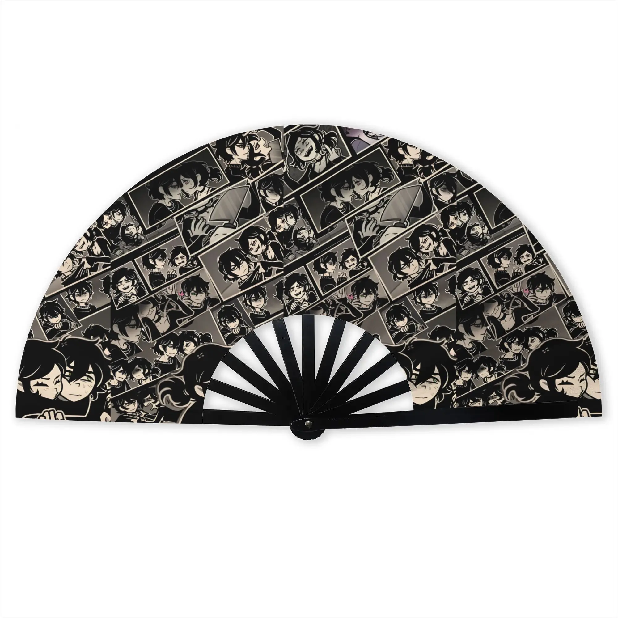Classic Dark Anime A-Andys L-Leyleys Stylish Hand Fan Women  Polyester Fan Aesthetic Costume Prop Folding Fans For Dancing Gift