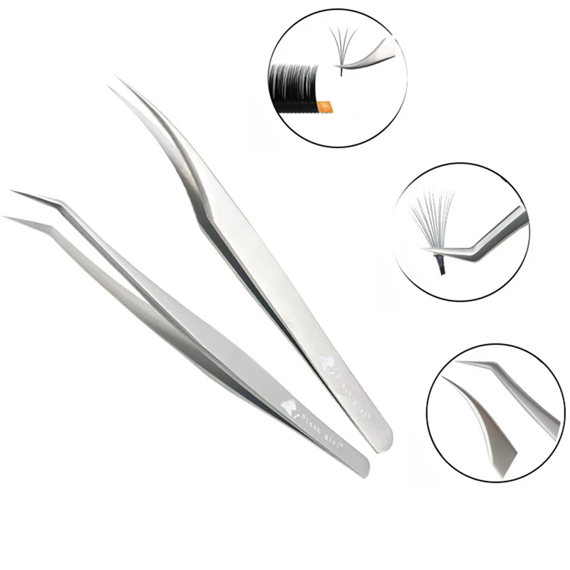 เครื่องมือต่อขนตาแบบมืออาชีพพร้อมคลิปสีทอง แหนบติดขนตาปลอมแบบสองชั้น สำหรับผู้เชี่ยวชาญด้านความงาม