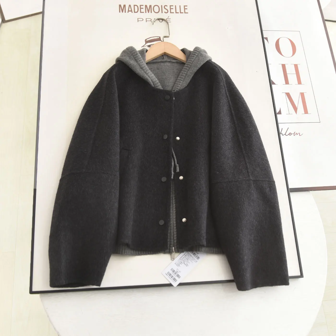 

Съемный двусторонний шерстяной жилет и комплект из тюлета, повседневный комплект Sle ay Color Blo Hat, дизайн обычной длины для женщин