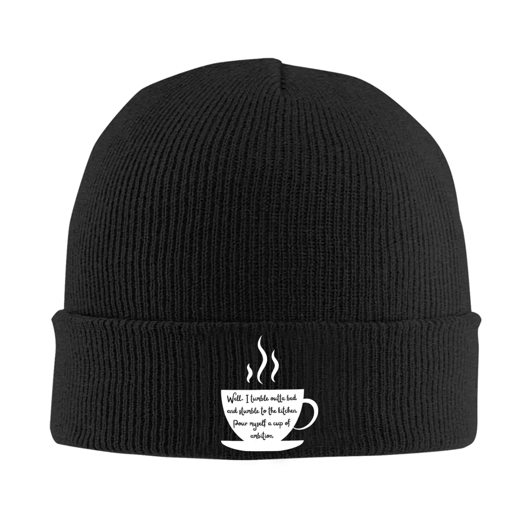 Steaming Coffee Cup Wake Up and have ambition Beanie Hats Bonnet Hats Men Women Street Y2K Outdoor Sport Knit Hat Warm Soft Caps