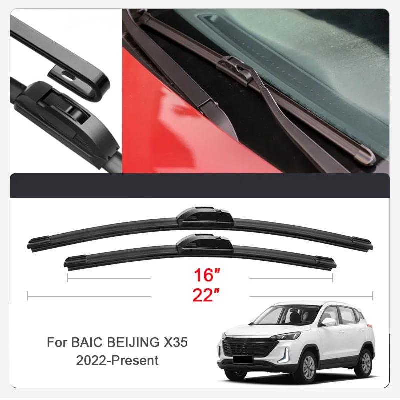 

2PCS Car Blade Windshield Wiper For BAIC BEIJING X35 X55 X6 X75 X7 2022-Present Windshield Rubber External Auto Accessories