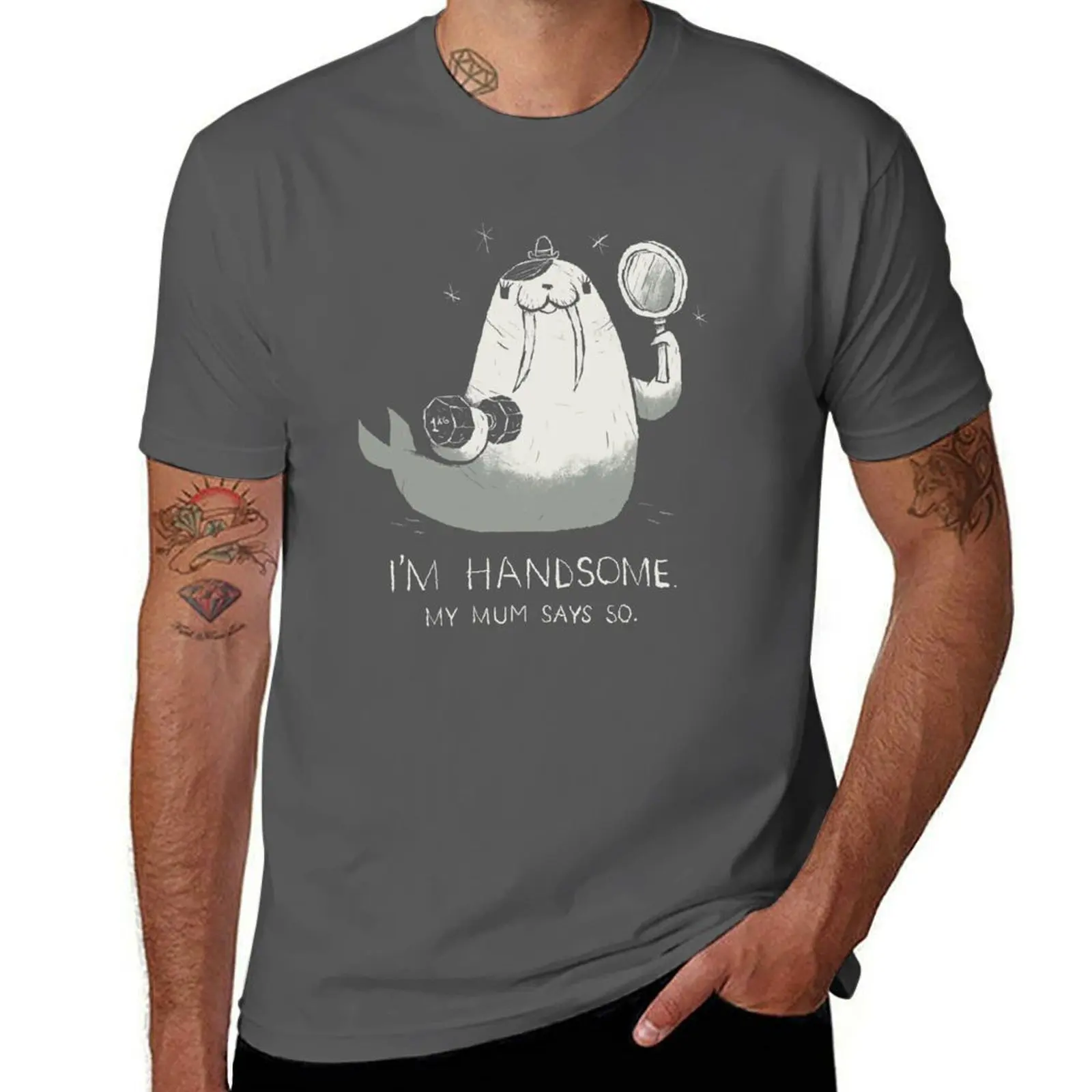 

i'm handsome T-Shirt man t shirt summer t shirts for man pack cotton T-Shirt