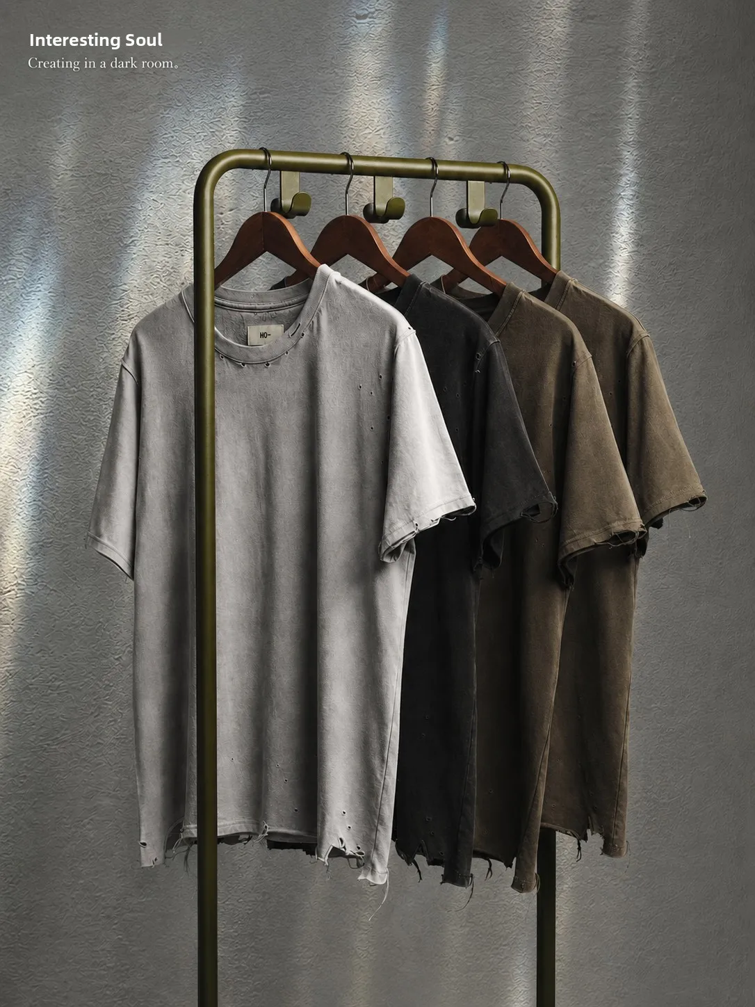 Interesting Soul Heavyweight Washed Vintage Ameika Short Sleeve Lazy Punk T-Shirt Pure Cotton Slim Fit round Neck Tee
