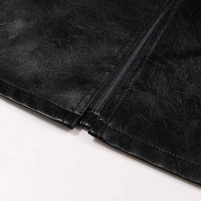 Mulheres longas de couro do plutônio bodycon saias novo outono inverno frente fenda cintura alta em linha reta moda saia bolso quente saia do plutônio