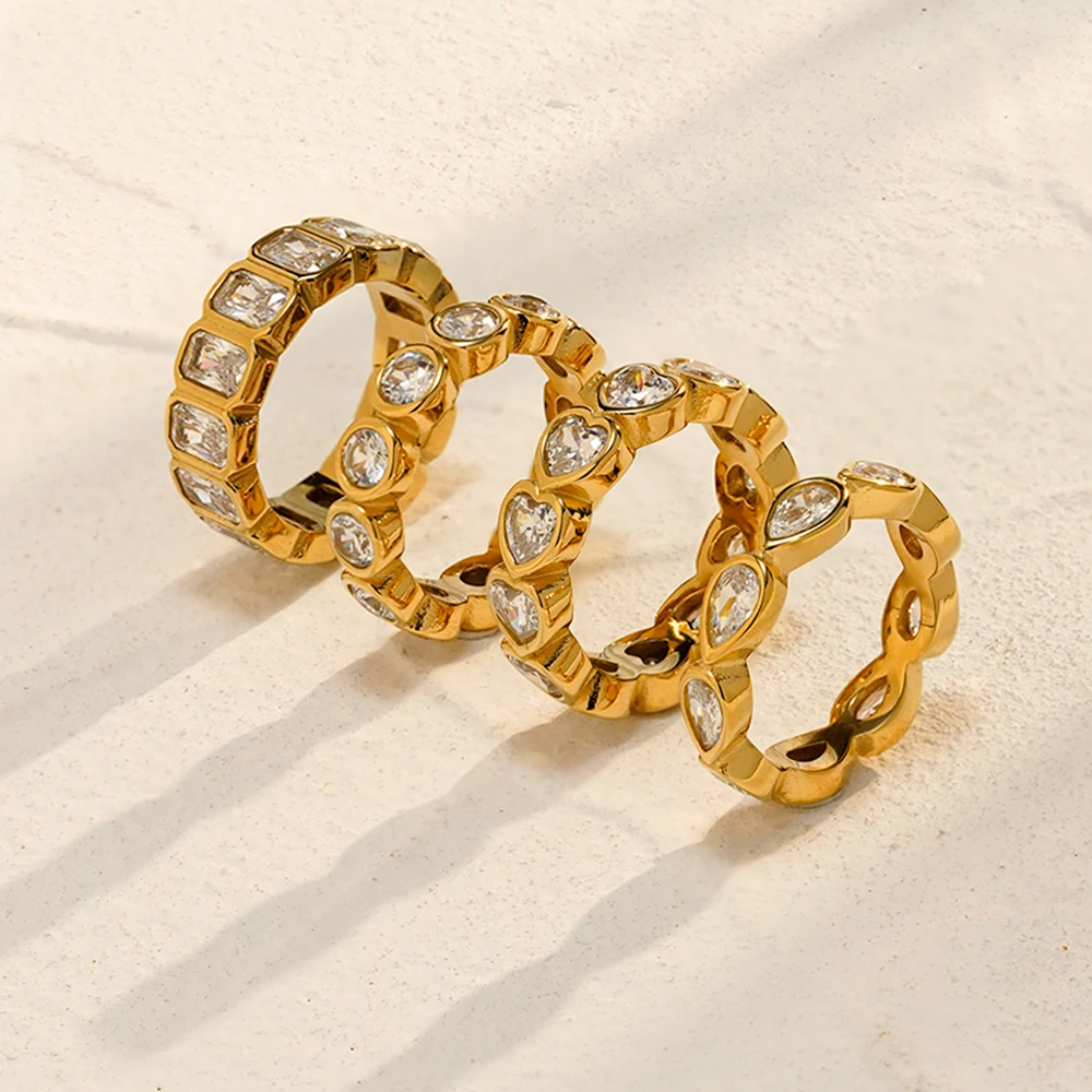 

ENFASHION Anillos Mujer Heart Zircon Ring For Women Stainless steel 18K Plated Gold Fashion Delicate High Street Jewelry R254545
