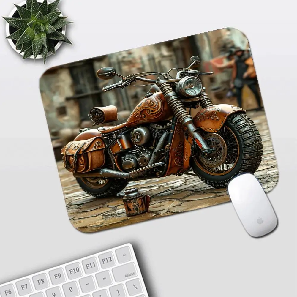 Antique Retro Classic Motorcycle Large Size Playmat For Games Laptop Bedroom Learning Office Desktop Pad