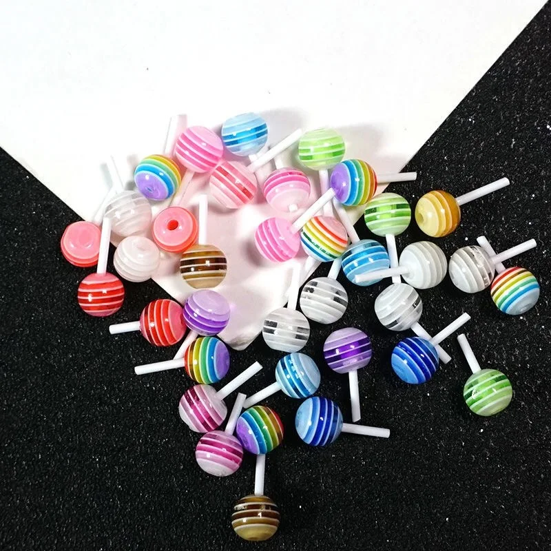 20Pcs Nail Art Candy Decoration Kawaii Mini Mix Color Lollipop Charms Biżuteria Handmade DIY Żywica Arylic Decoration Charm Gen