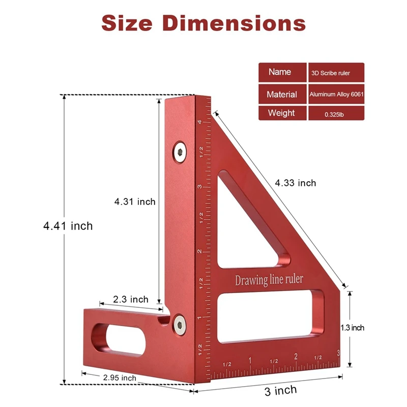 Multi-Angle Measuring Ruler,45/90 Degree Aluminum Alloy Woodworking Square Protractor,Miter Triangle Ruler