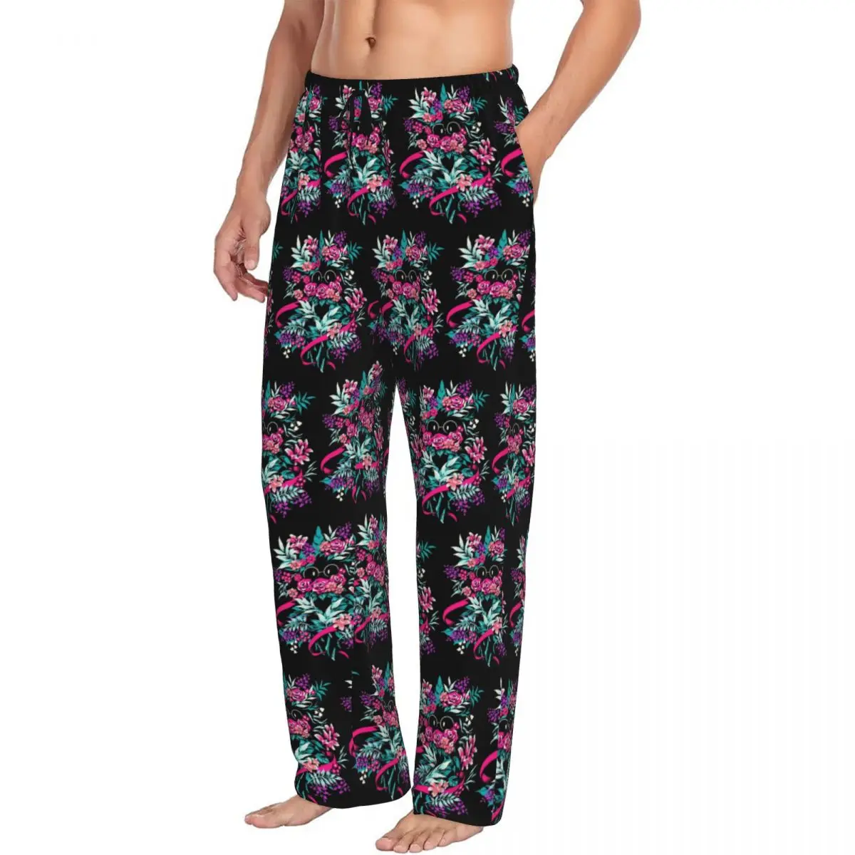Custom Deltarune Spamton Merch Ralsei Floral Pajama Pants Men Sleepwear Sleep Lounge Bottoms with Pockets