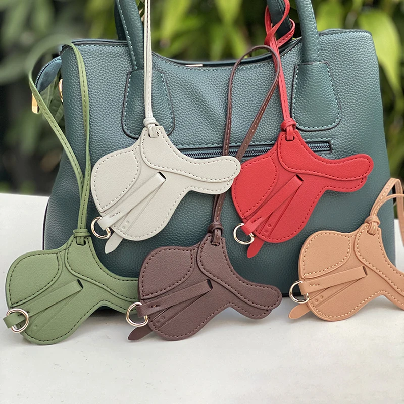 Fashion Soft Leather Saddle Bag Charm Hanging Decoration Ornament  Bag Ornaments For Lady Handbag Bag Accessories