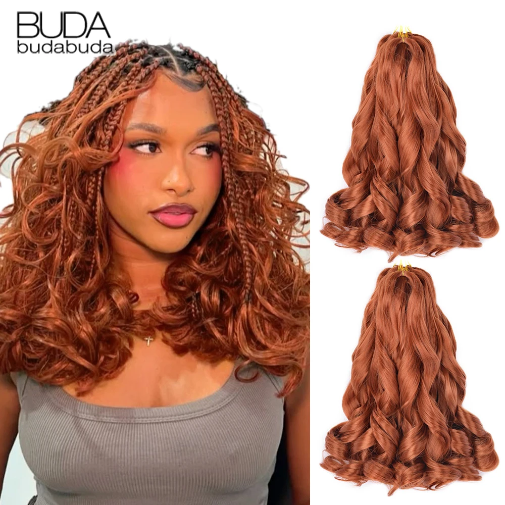 

Французские кудри, плетение наращивания волос, 14-дюймовые синтетические волосы, свободные волны, спиральные завитки, косички, высокая температура, омбре, предварительно растянутые