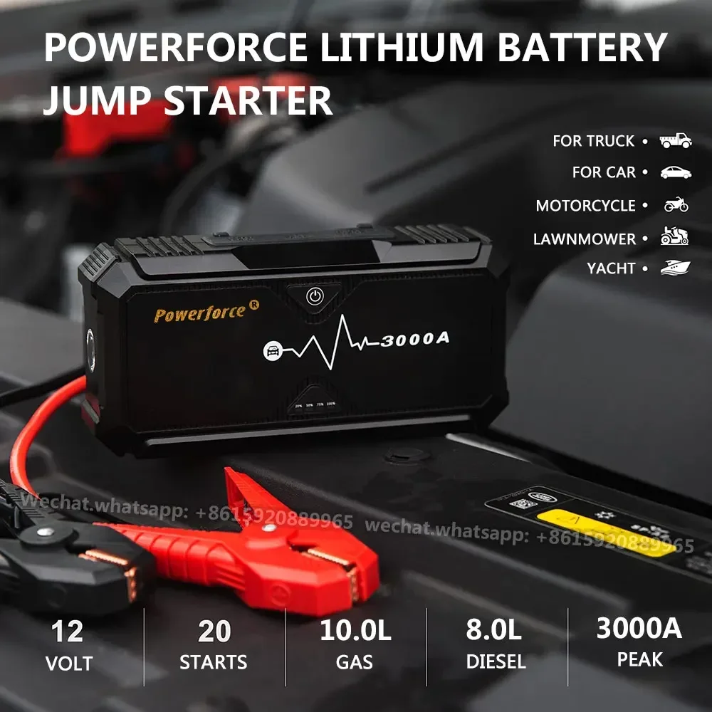 YYHC 3000A amps PD60W Powerful Power Bank Heavy Duty Truck Booster Capacitor Car Jump Starter Car Booster 2000a 3000a 4000a