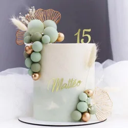 Gold Sage Green Ball Cake Decor Boho Green Balls Cake Decoration Wedding Baby Shower Cake Toppers Birthday Party Supplies