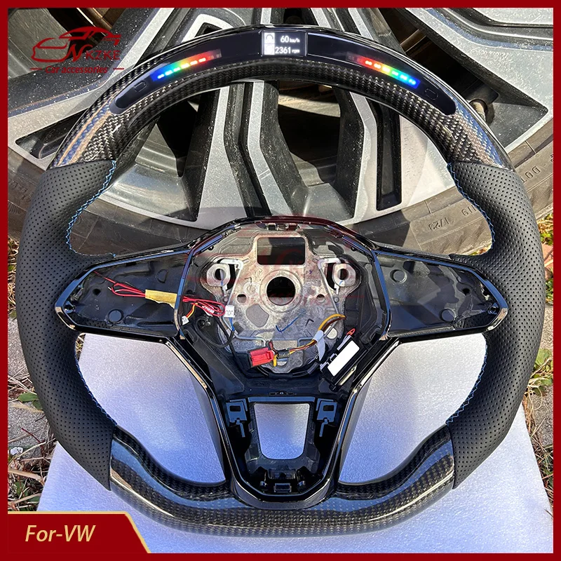 LED Forged Carbon Steering Wheel Suitable For Golf 8 MK8, With Heating Function, Optional Shift Paddle Version, Car Accessories