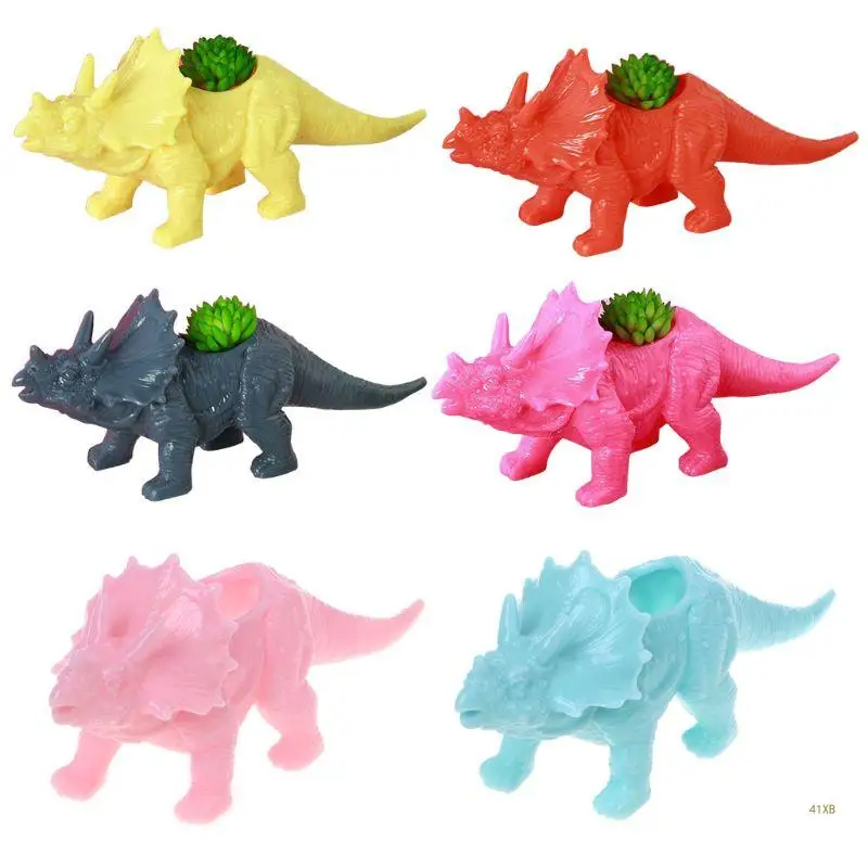 41XB Plastic Dinosaur Animal Pattern Flower Pot Cactus Succulent Plant Pot For Home O