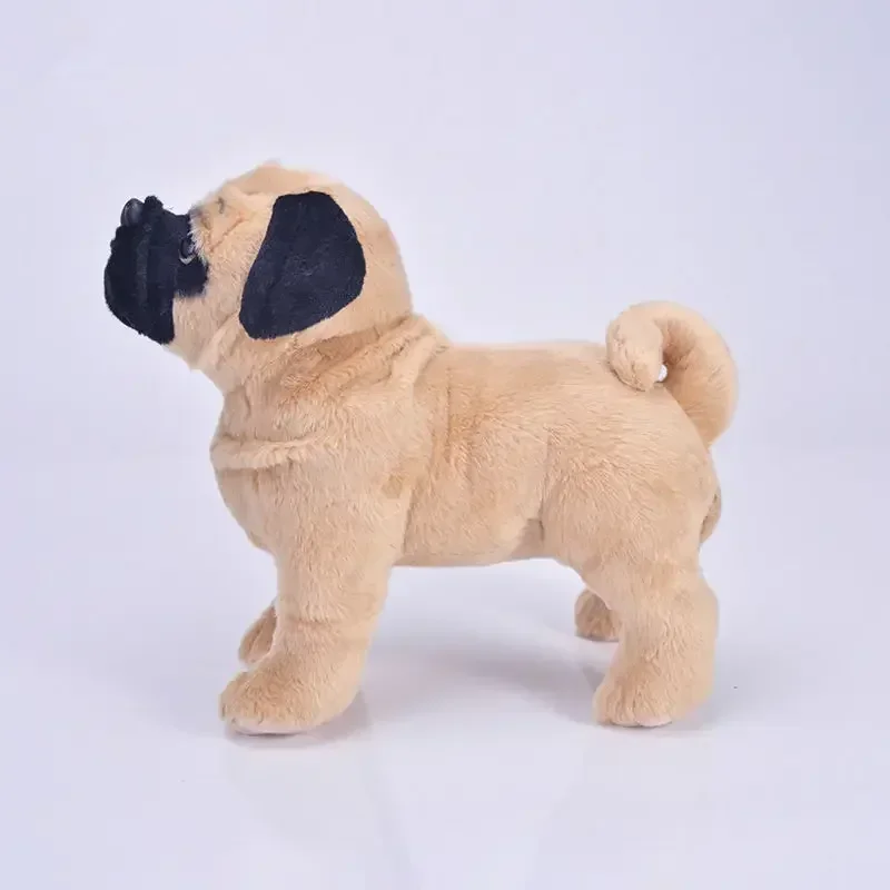 [Lustig] 33 cm Simulation Lebensechte Stehende Mops hund Plüsch Spielzeug Weichen hund Kuscheltiere puppe Geburtstag Weihnachten Geschenke für Kinder