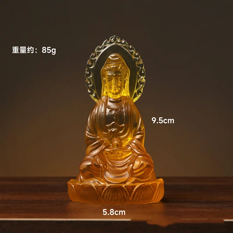 Exquisite Water Glass Resin Double-Sided Guanyin Bodhisattva Statue - Elegant Oriental Buddhist Sculpture, Tabletop Centerpiece